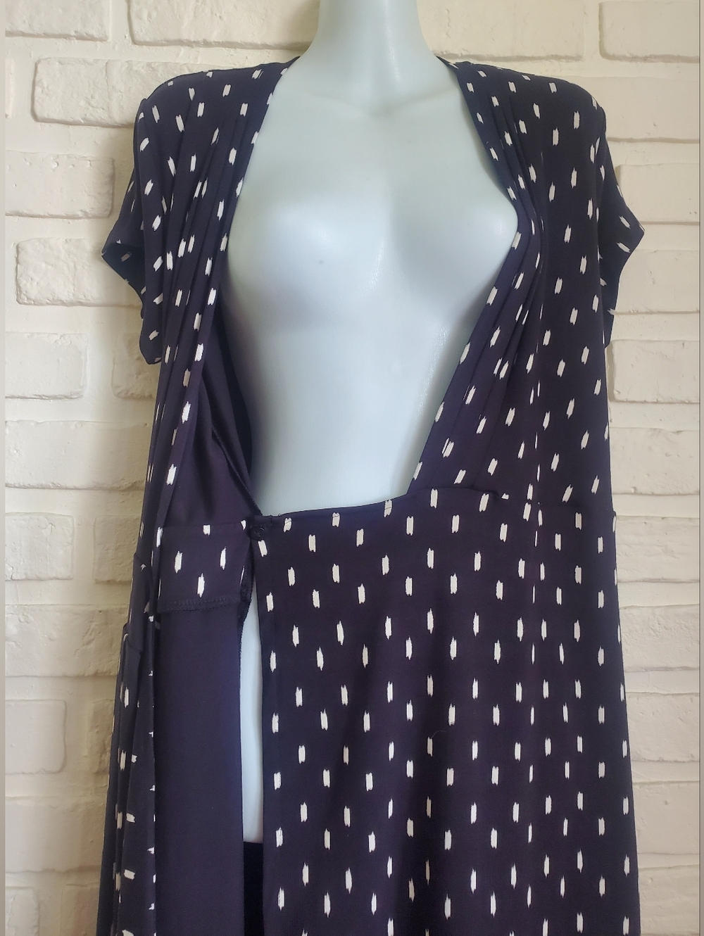 Ann Taylor Midi Wrap Dress Black And White Print Short Sleeves Size 8 - Picture 13 of 15